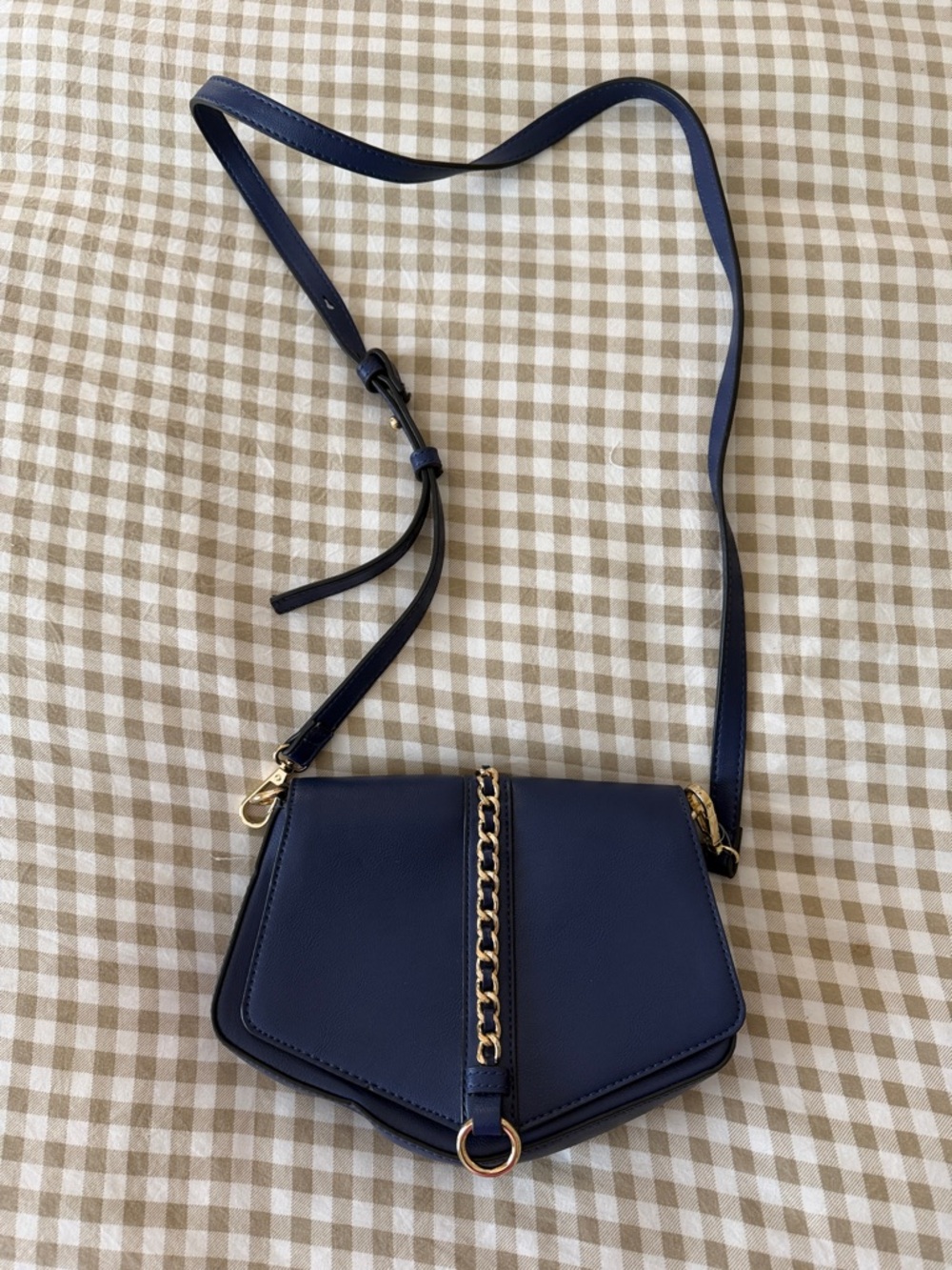 INC International Concepts Navy Crossbody with Gold Chain Accent
